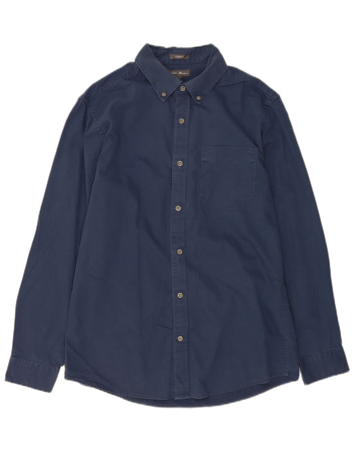 Eddie Bauer Chemise coupe classique pour homme en coton bleu marine moyen