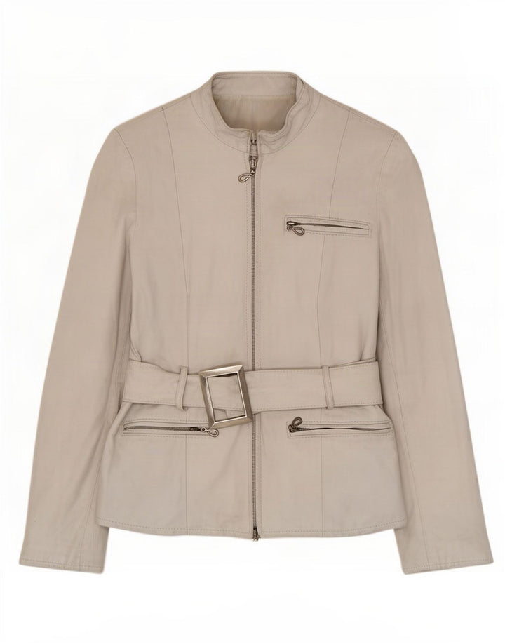 veste en cuir femme vintage UK 8 Petit Blanc