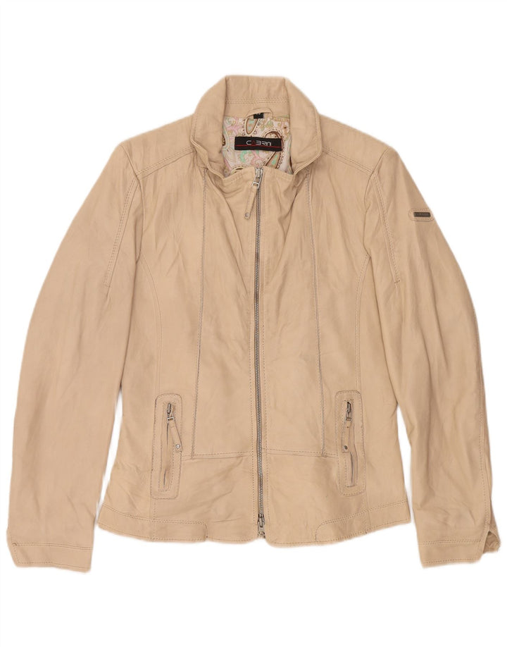 Cabrini Veste de motard en cuir pour femme EU 36 Petit Beige