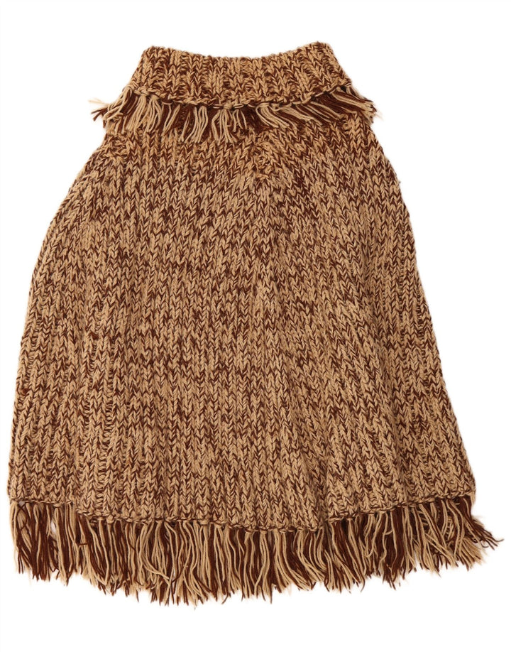 vintage Femmes Poncho Jumper Taille Unique Marron Moucheté