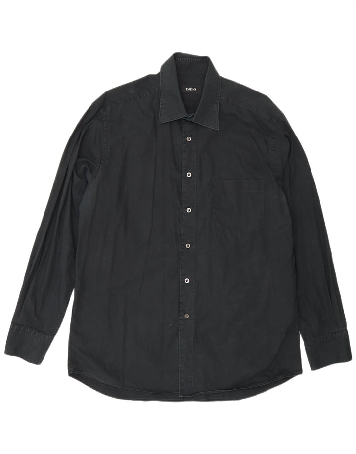 Hugo Boss Chemise Homme Taille 16 1/2 Grand Coton Noir