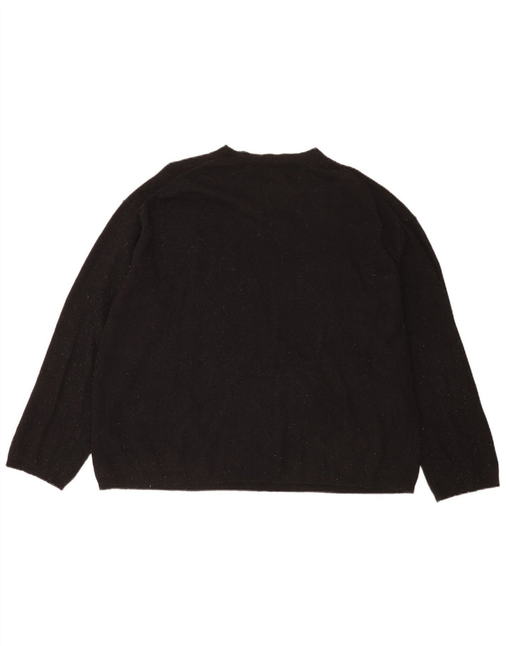 Zara Pull surdimensionné à col rond pour femme UK 14 en laine noire moyenne
