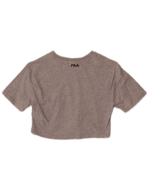 Fila Girls Crop Graphic T-Shirt Top 9-10 ans Gris Coton