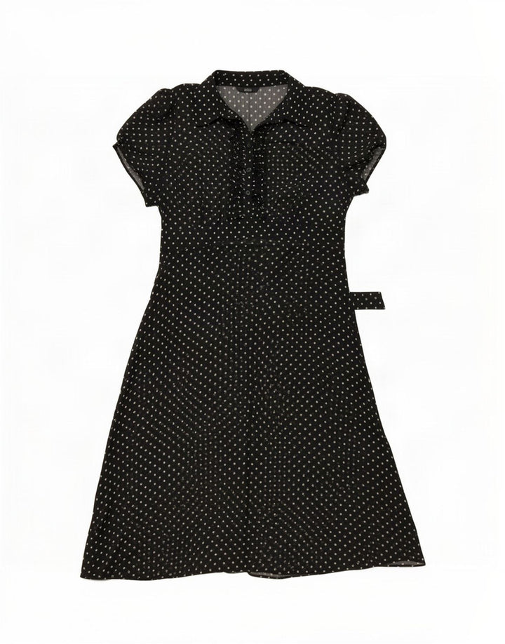 Marks & Spencer Robe trapèze transparente pour femme UK 14 Noir moyen à pois