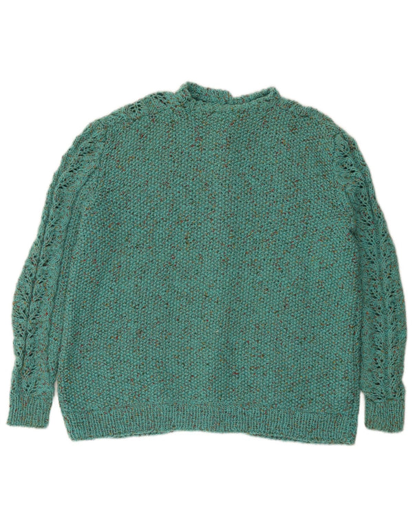 vintage Womens Cardigan Sweater UK 16 Grand Turquoise Moucheté