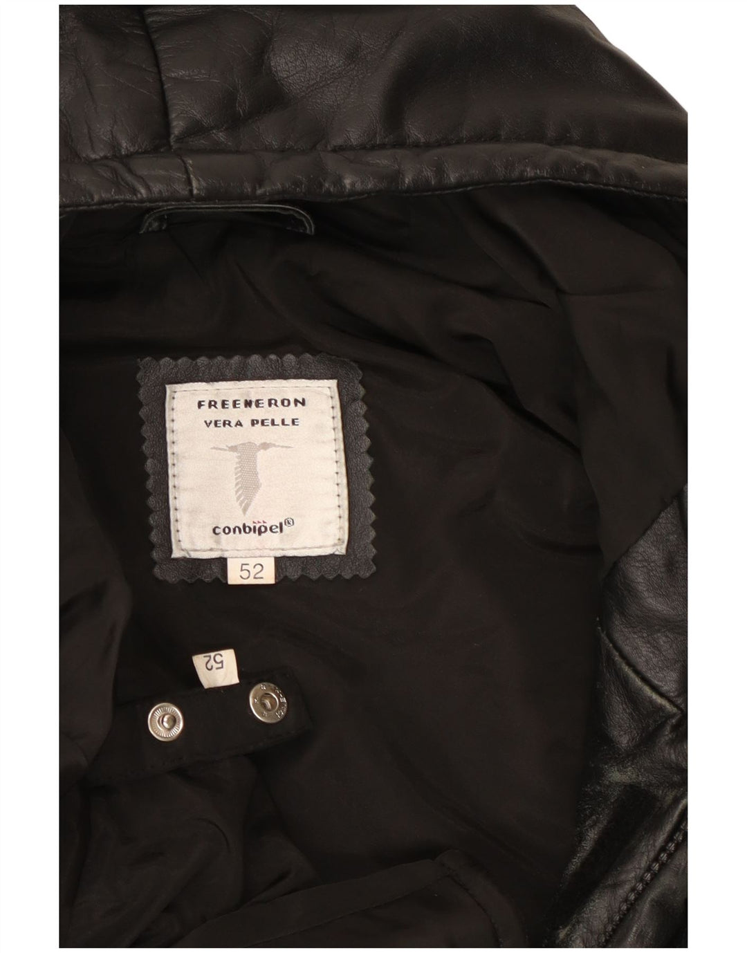 Conbipel Veste en cuir à capuche pour homme IT 52 XL Cuir noir