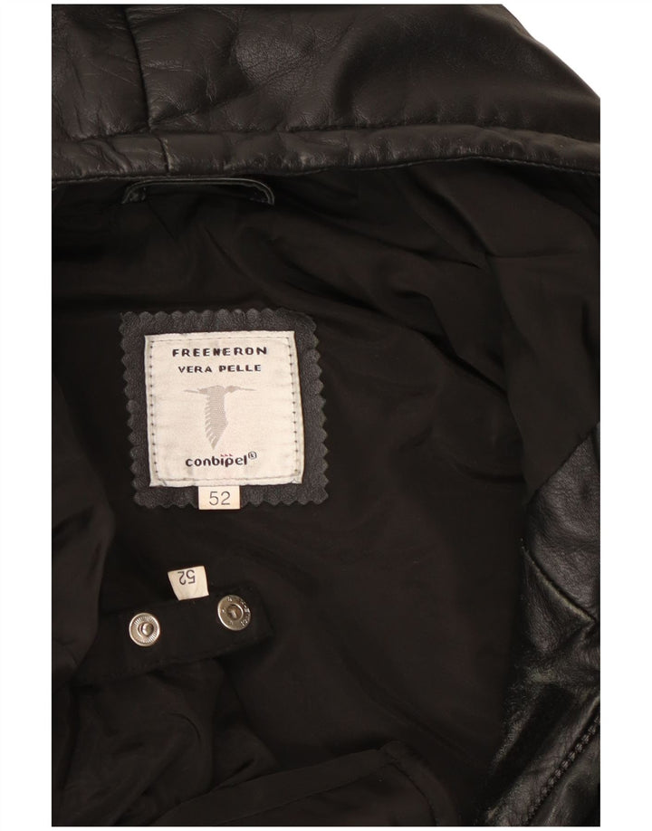 Conbipel Veste en cuir à capuche pour homme IT 52 XL Cuir noir