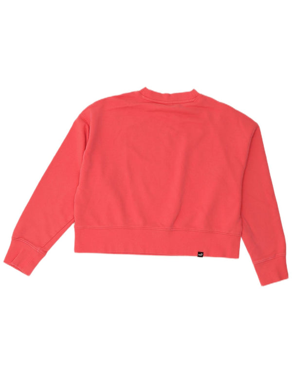 Puma Womens Loose Fit Crop Sweatshirt Jumper UK 14 Medium Pink Cotton