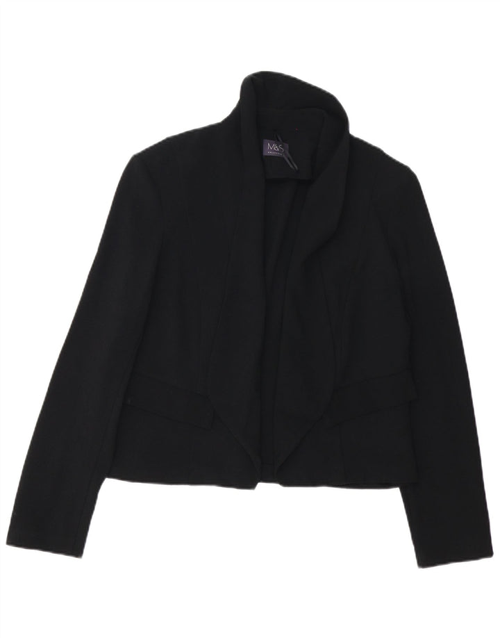 MARKS & SPENCER Veste blazer ouverte pour femme UK 12 Noir moyen Polyester
