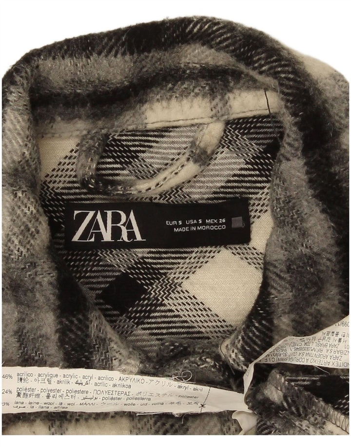Zara Surchemise surdimensionnée en flanelle pour femme UK 10 Petit carreaux noirs