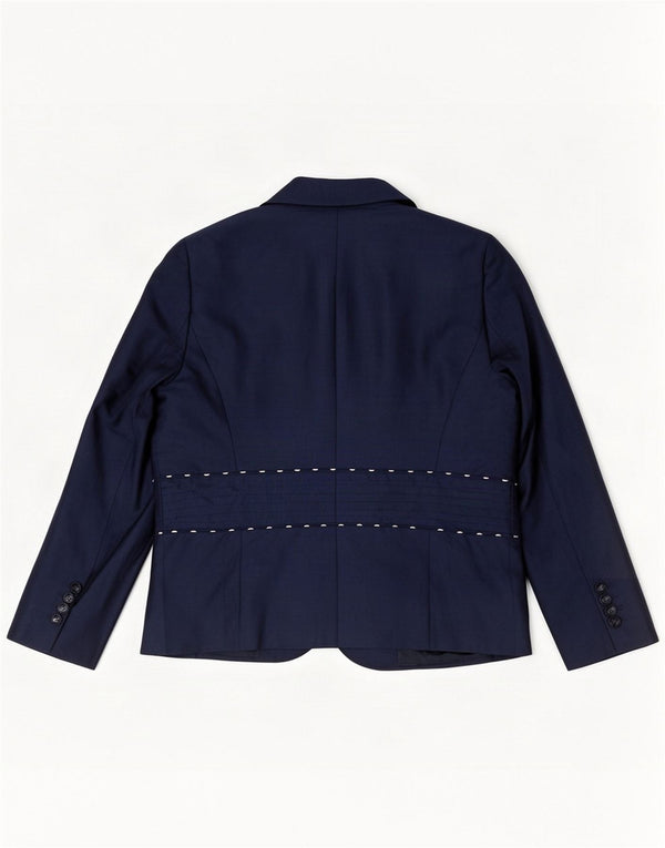 Luisa Spagnoli Veste blazer à 2 boutons pour femme UK 18 XL Soie bleu marine