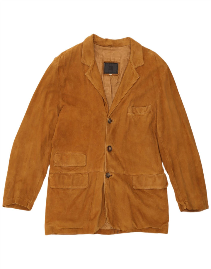 vintage Homme 3 Boutons Blazer En Daim Veste IT 50 Grand Cuir Marron