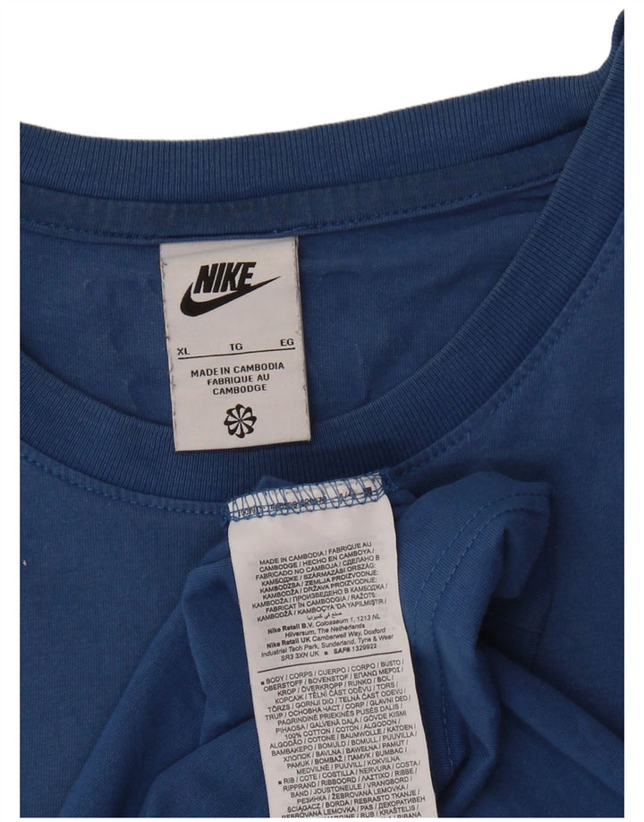 NIKE T-Shirt Graphique Homme Top XL Bleu Coton