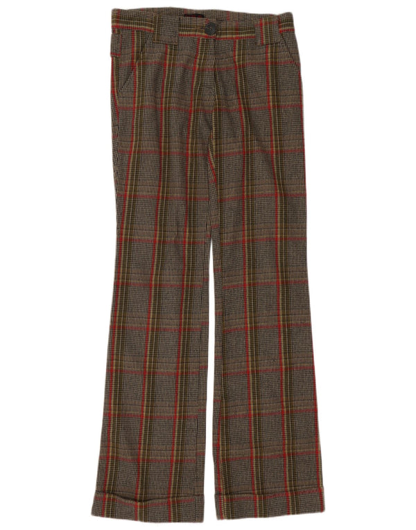Replay Pantalon décontracté à jambe large pour femme W28 L35 Marron Pied-de-poule Coton