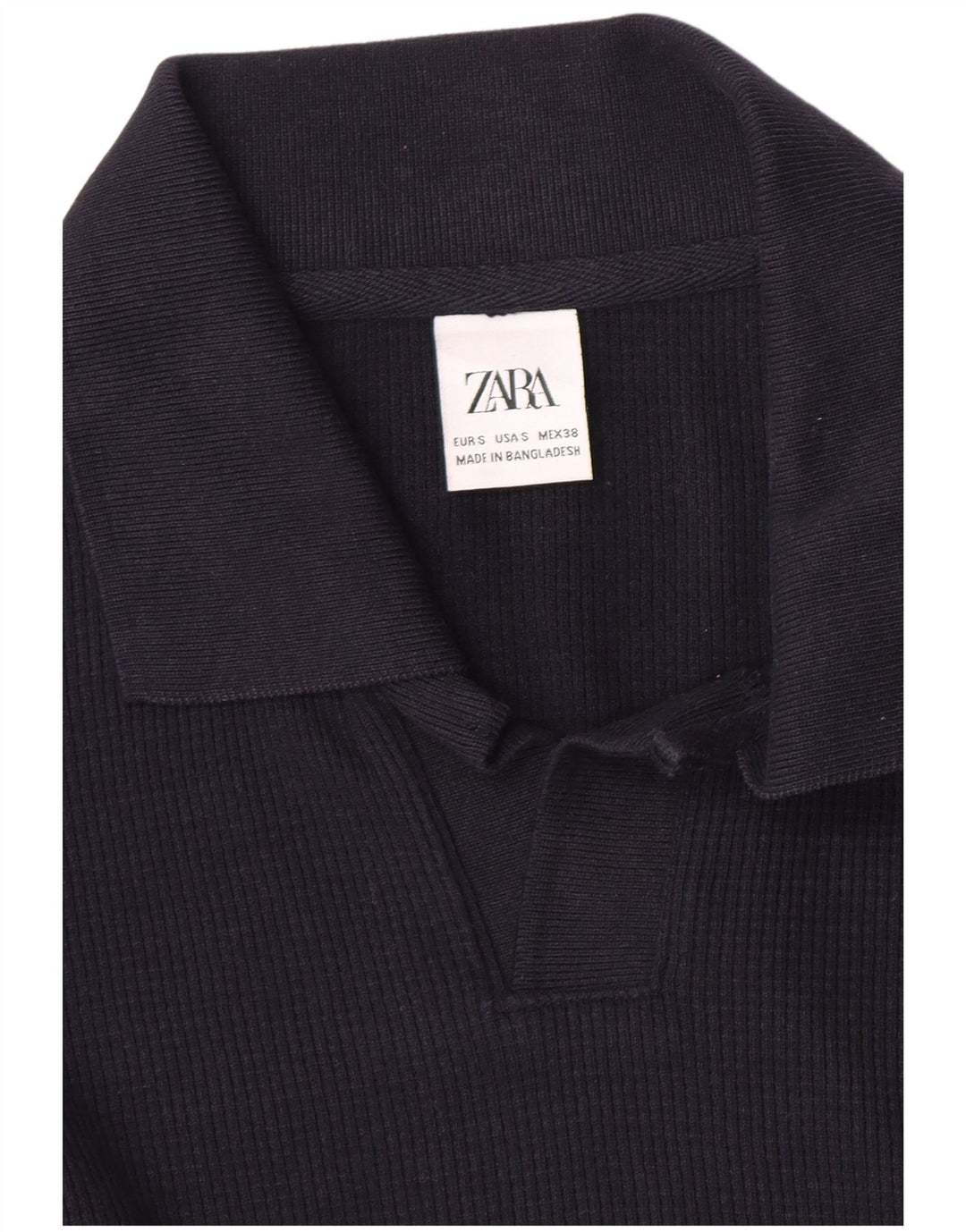 Zara Pull à col polo pour homme Petit Bleu marine