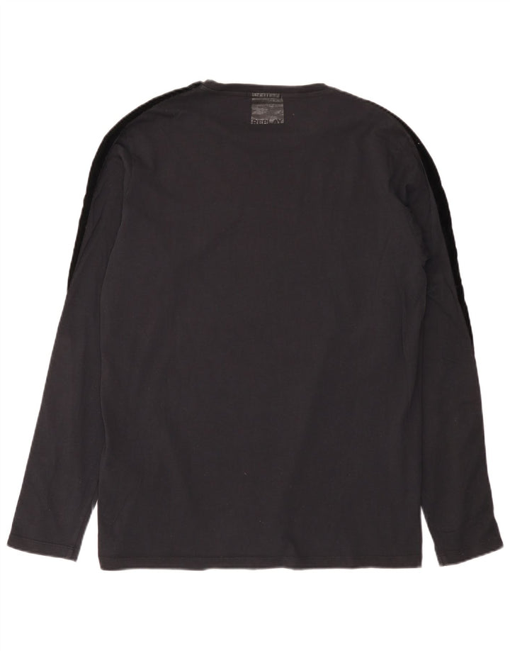 Replay Haut à manches longues pour hommes en coton color block noir grand