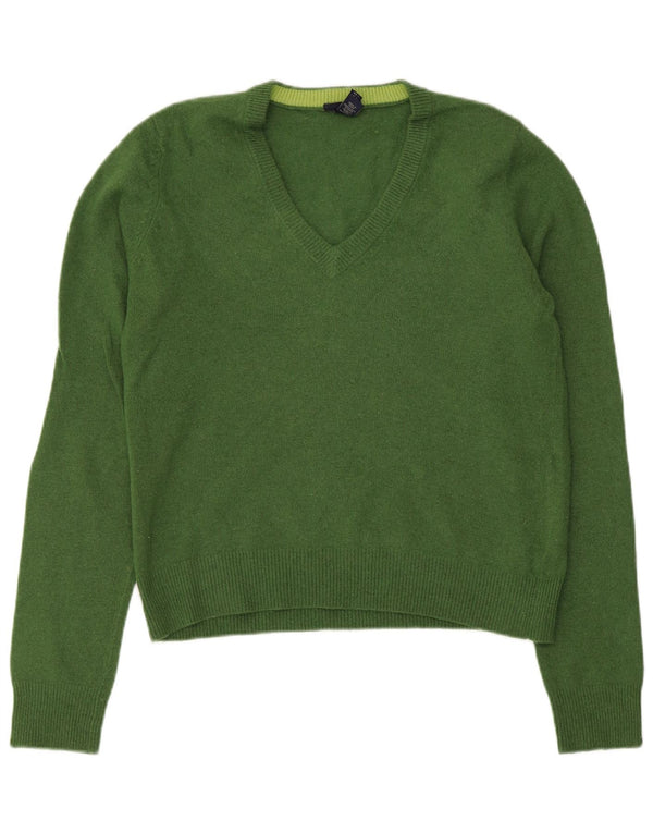Gant Pull court à col en V pour femme UK 14 Large Vert Laine