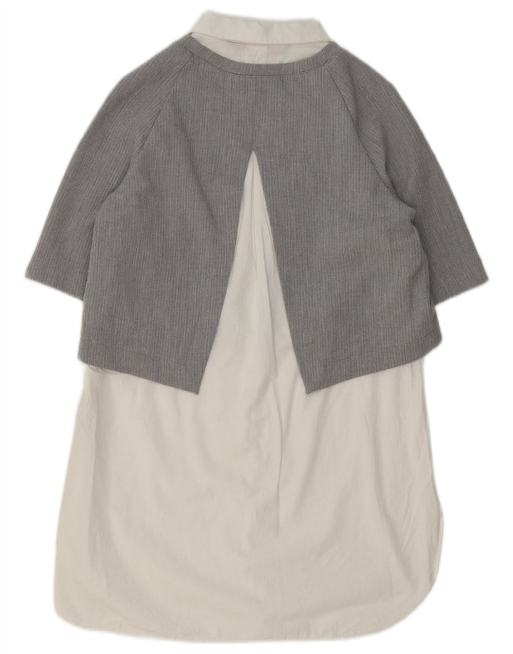Zara Robe droite pour femme UK 44 Coton color block gris moyen