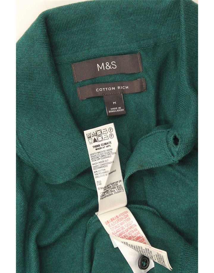 Marks & Spencer Pull Col Polo Homme Vert Moyen Coton