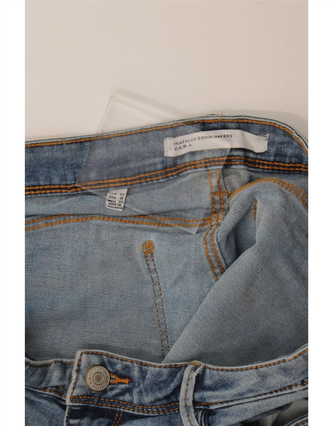 Zara Pantalon chaud en jean pour femme EU 42 Large W32 Bleu