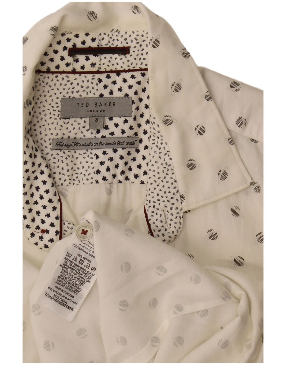 Ted Baker Chemise à motif abstrait pour homme Taille 3 Coton blanc moyen