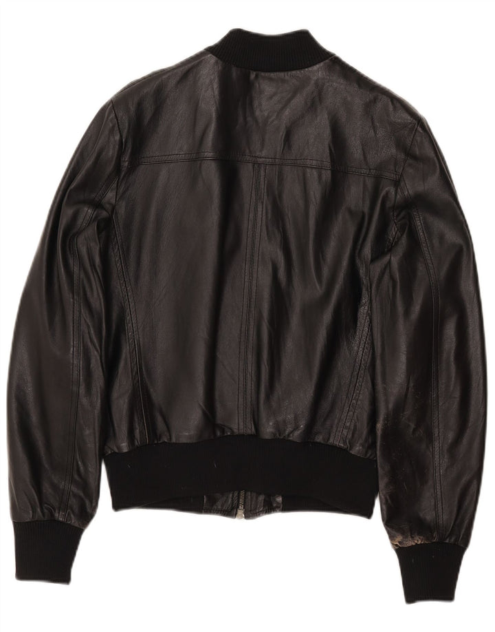 CINTI Veste en cuir bomber court pour femme IT 46 Grand cuir noir