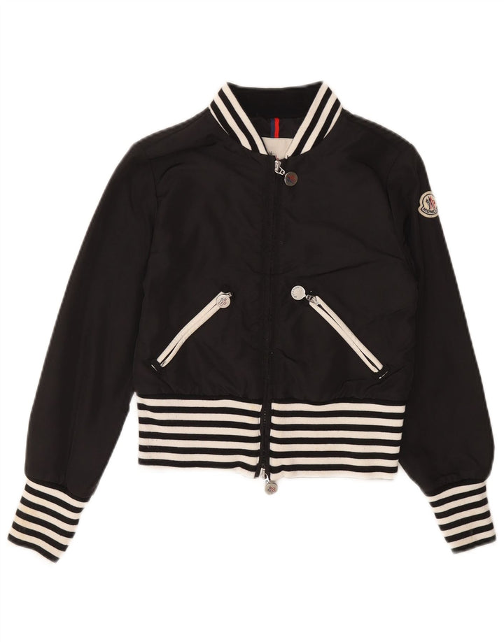 Moncler Veste Bomber Courte Fille 9-10 Ans Polyamide Rayé Noir
