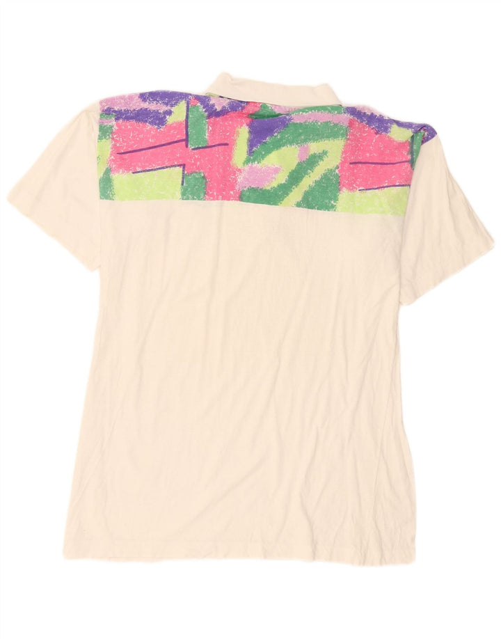 Polo Homme Vintage Moyen Blanc Géométrique