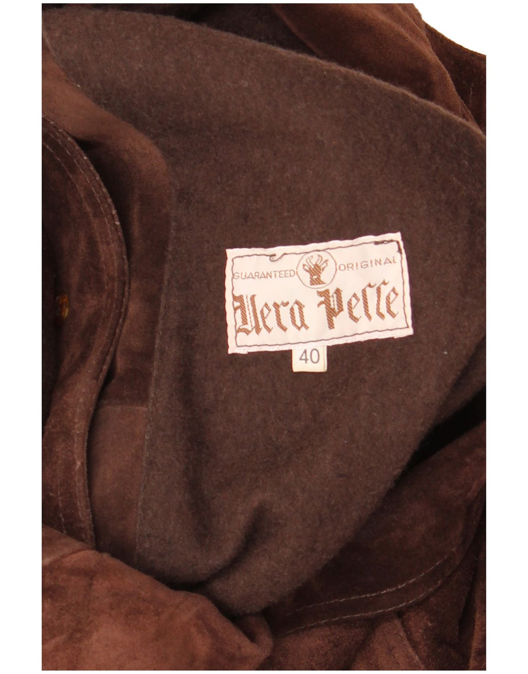 veste en daim surdimensionnée femme vintage EU 40 cuir brun moyen