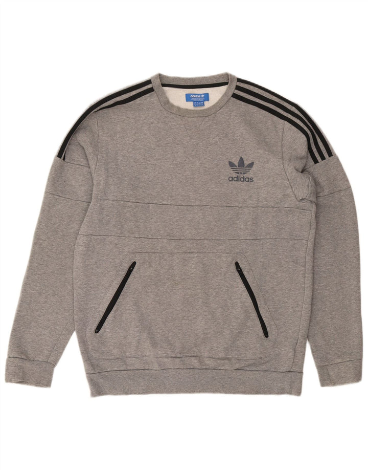 Adidas Sweat-shirt pour homme en coton moucheté Gris Large