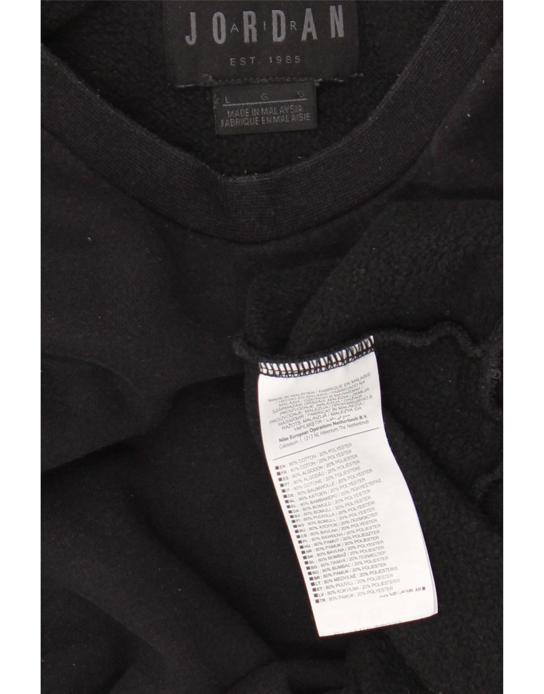 Jordan Sweat-shirt pour homme en coton noir Taille L