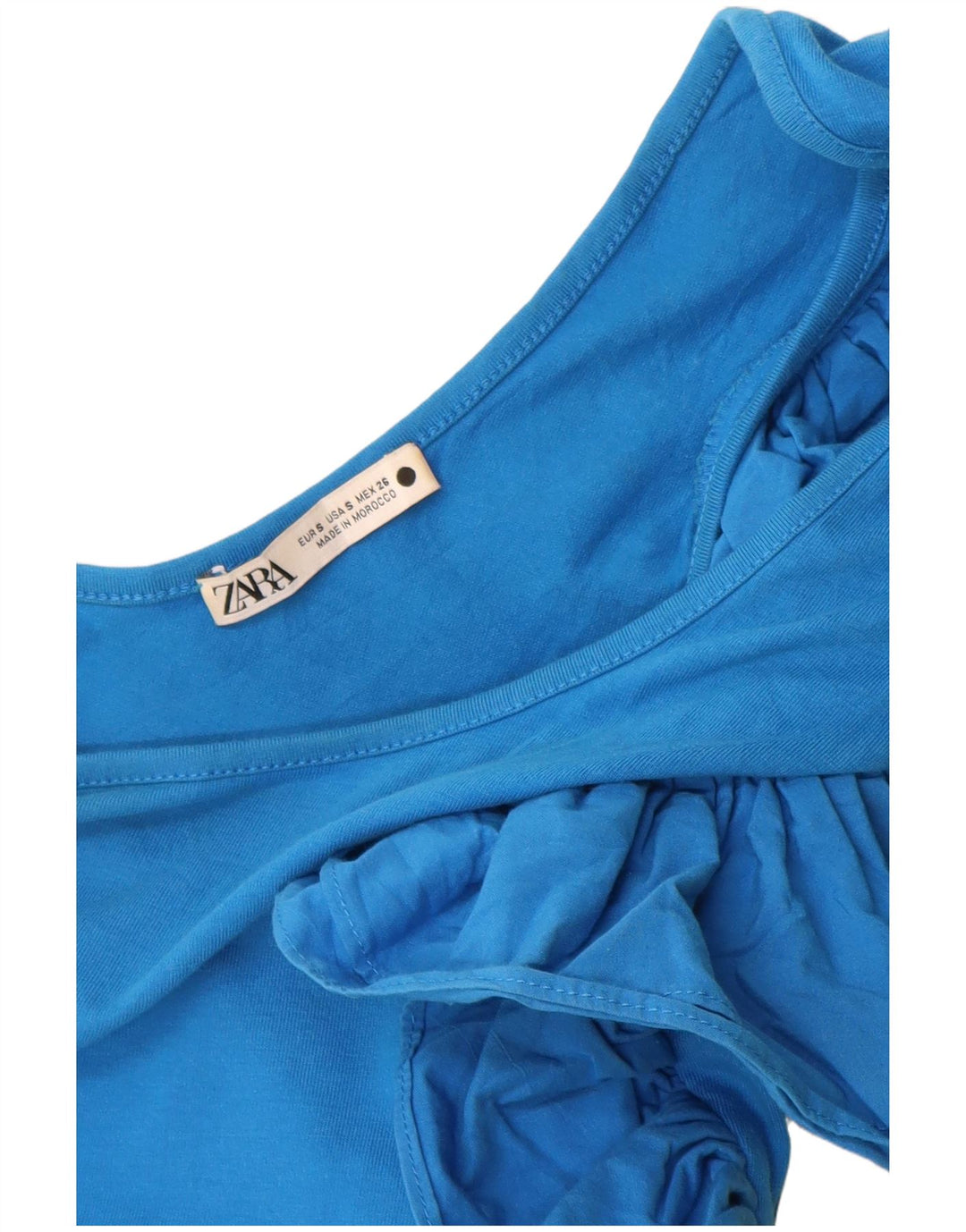 Zara Body pour femme à volants et une épaule UK 8 Small Bleu Coton
