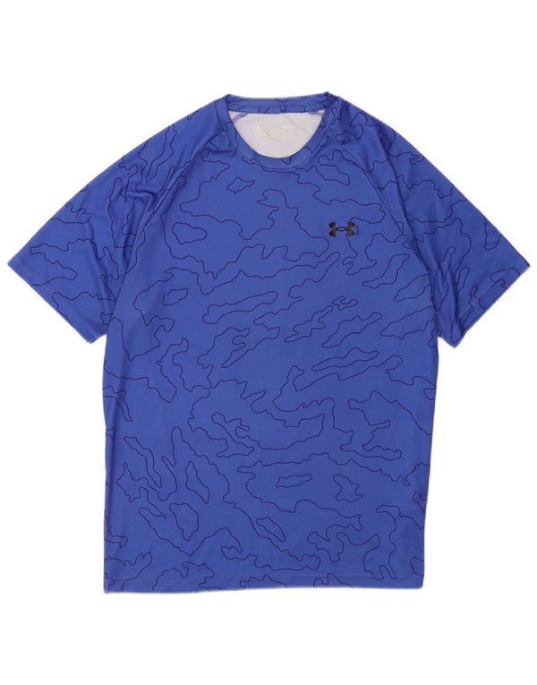 Under Armour Mens Loose Fit T-Shirt Top Medium Blue Geometric Polyester
