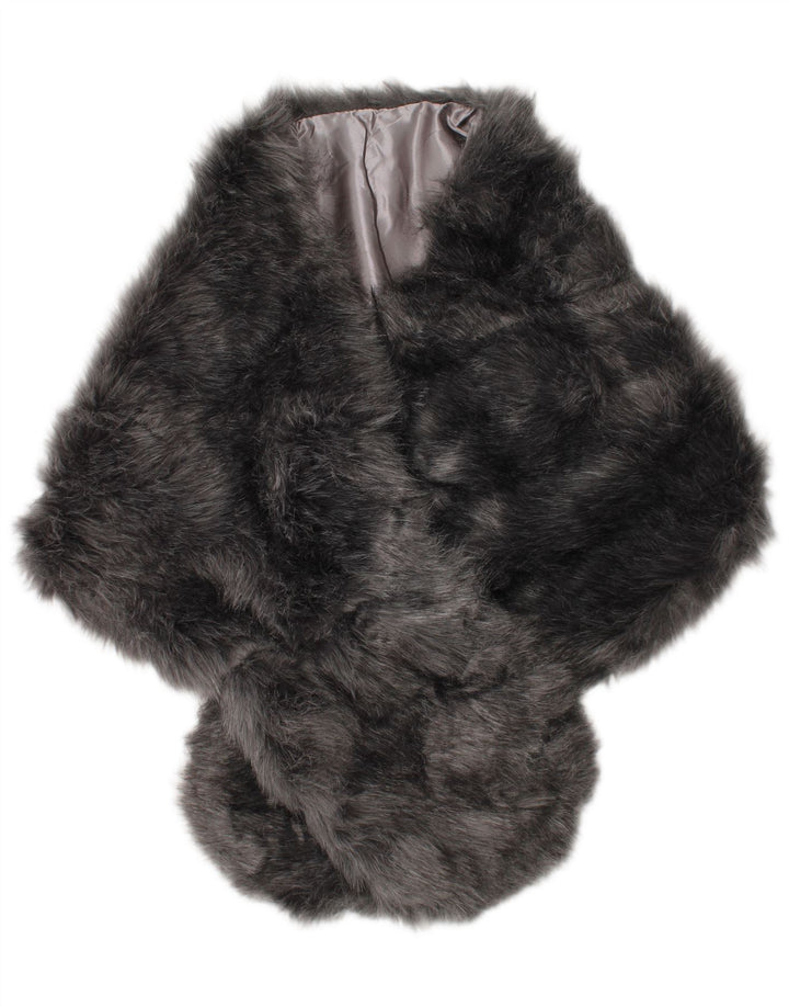 vintage Femmes Fausse Fourrure Étole Écharpe Taille Unique Gris Classique