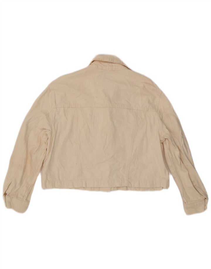 Zara Veste en jean surdimensionnée pour femme UK 10 Petit Blanc