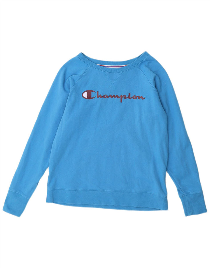 CHAMPION Sweat-shirt graphique pour femme UK 16 Large Bleu Coton