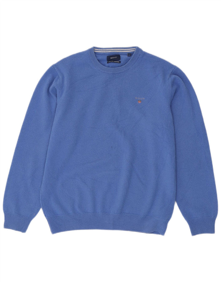 GANT Pull ras du cou pour homme en laine bleue Large