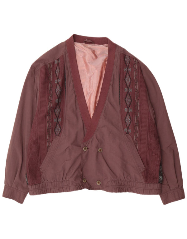 vintage Mens Double Breasted Bomber Jacket IT 54 2XL Violet Géométrique