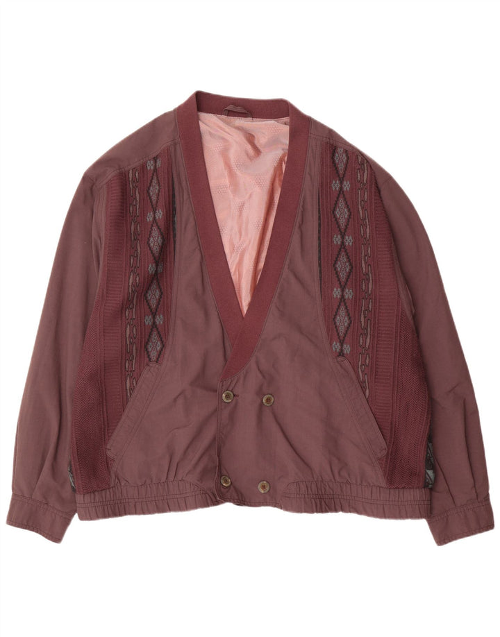 vintage Mens Double Breasted Bomber Jacket IT 54 2XL Violet Géométrique