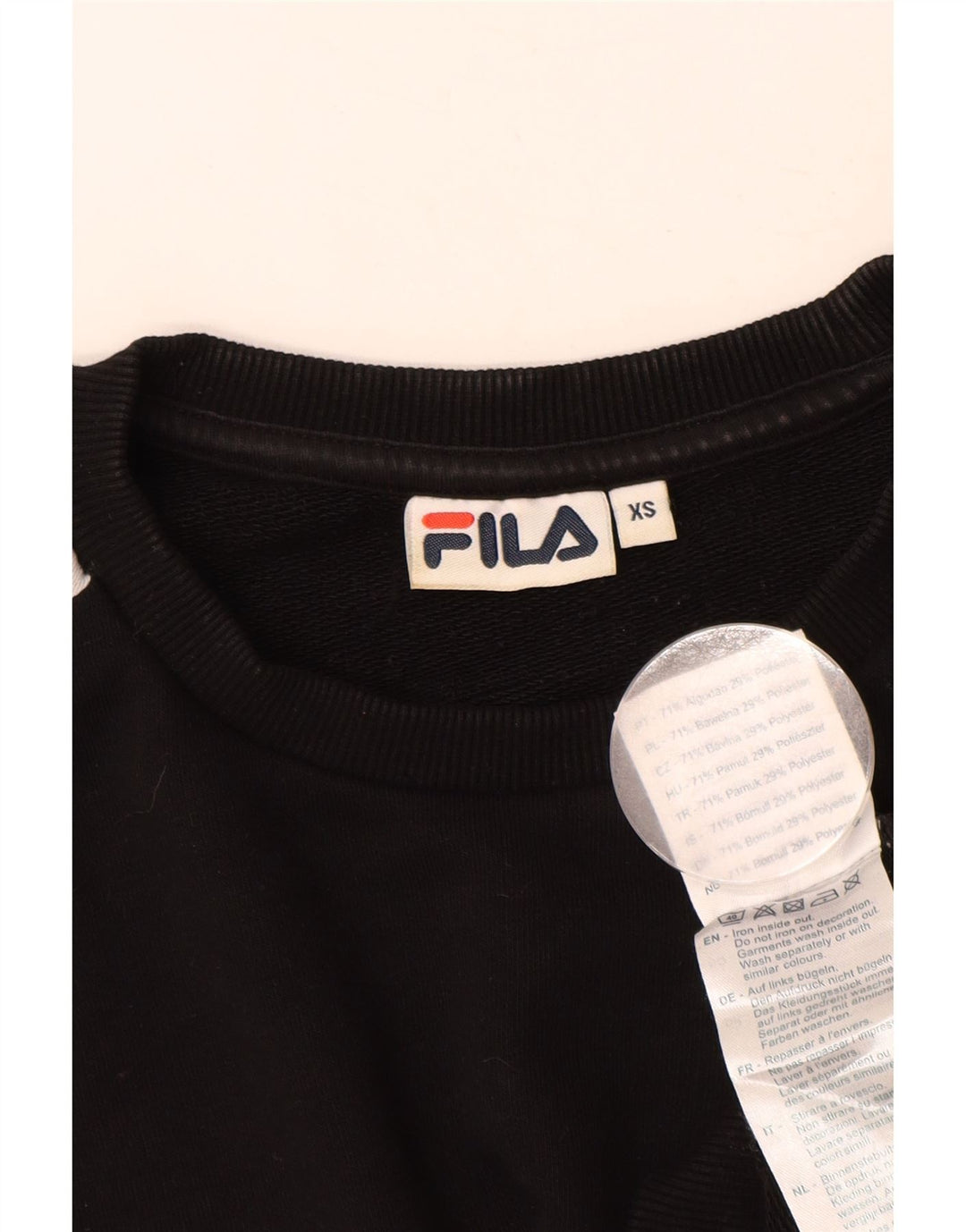 FILA Sweat-shirt surdimensionné graphique pour femme UK 6 XS Noir Colourblock