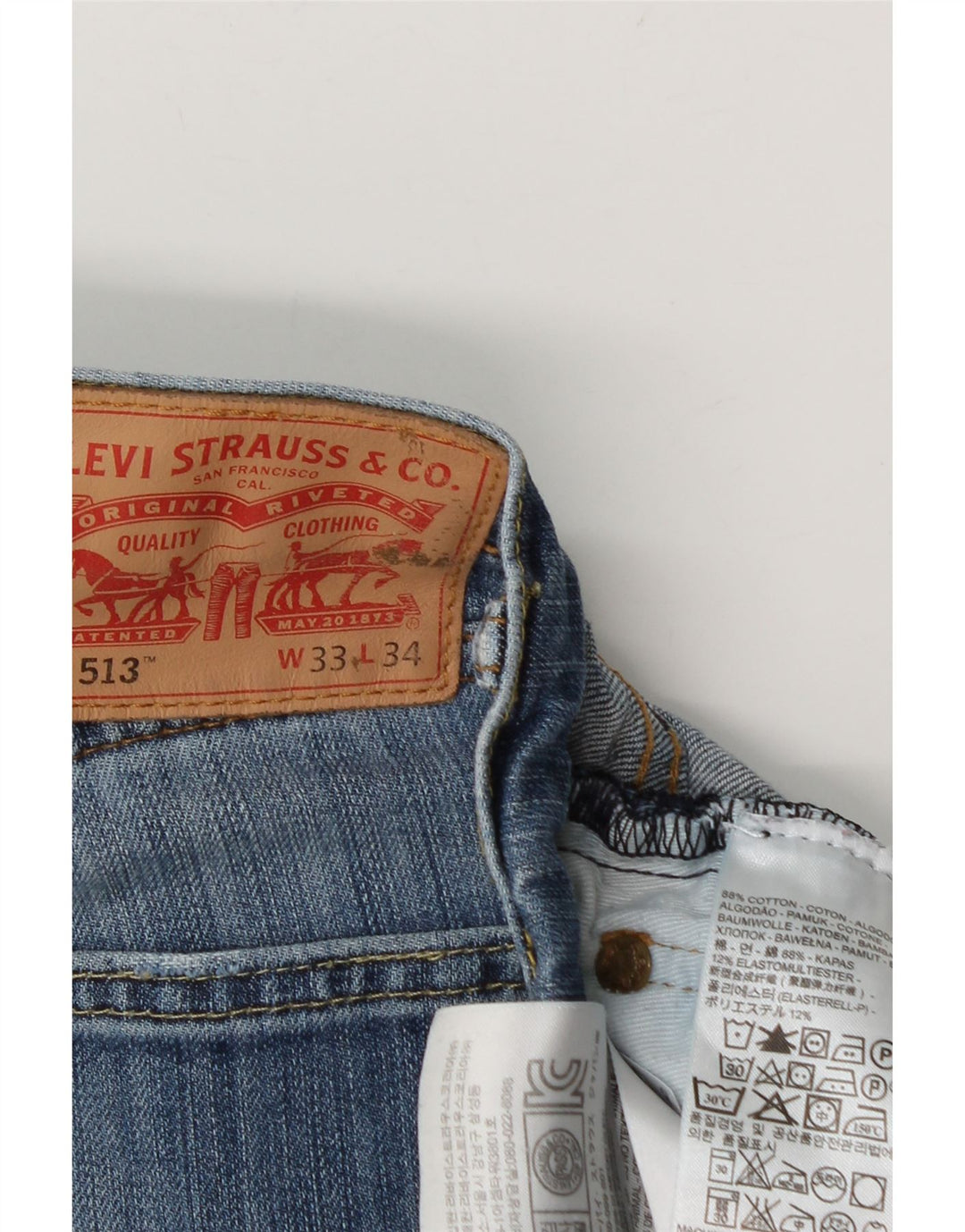 Levi's Jean Slim Droit 513 Homme Bleu W33 L30 Coton