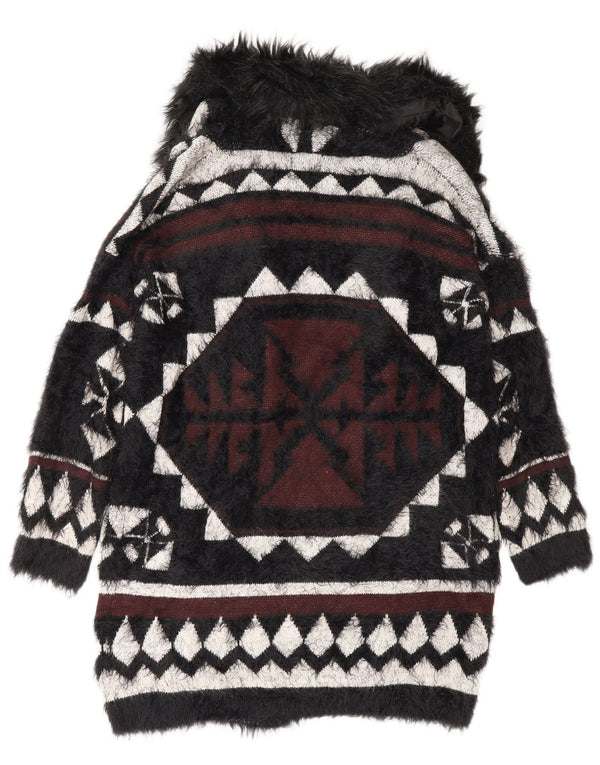 Topshop Cardigan Long pour Femme UK 8 Petit Noir Géométrique