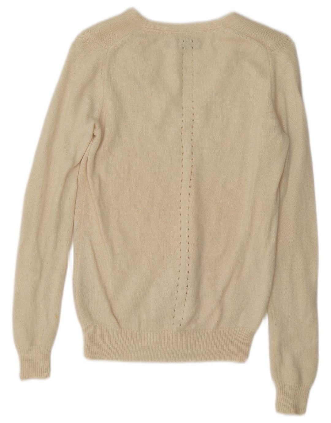 Massimo Dutti Pull col V pour femme UK 14 Medium Off White Cashmere