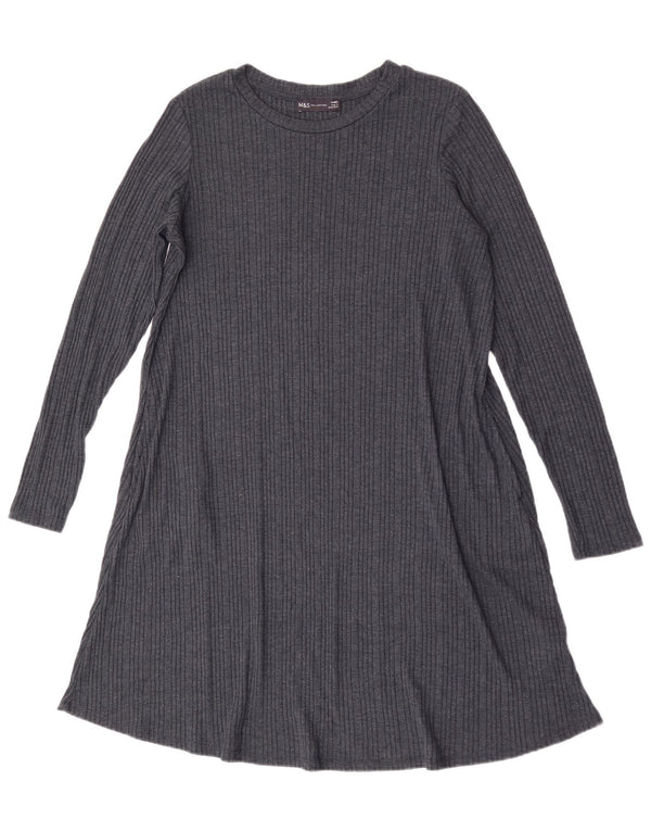 Marks & Spencer Womens Long Sleeve Jumper Dress UK 14 Large Navy Blue