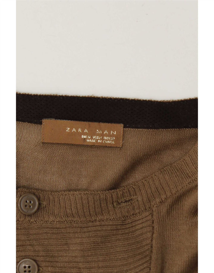 Zara Pull Col Bateau Homme Marron Moyen