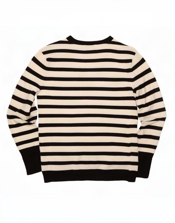 Zara Pull ras du cou pour femme UK 14 Large Blanc Rayé