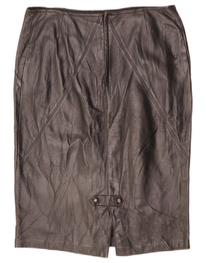 VINTAGE Jupe en cuir femme W32 Grand Noir