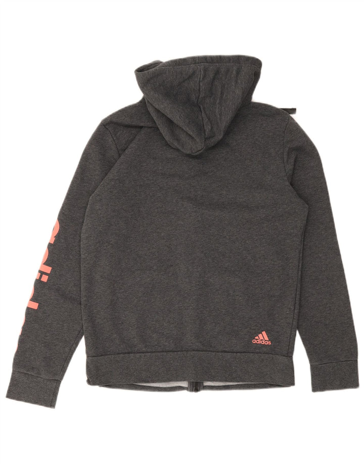 Adidas Pull à capuche zippé graphique pour homme, petit gris