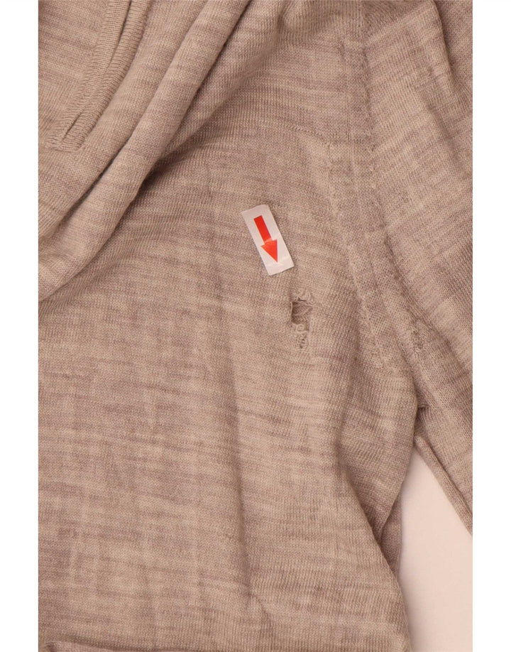 Reiss Pull à col zippé pour homme en laine mouchetée gris moyen
