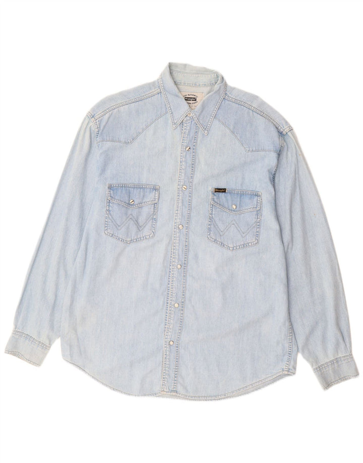 Wrangler Chemise en jean western pour homme en coton bleu moyen